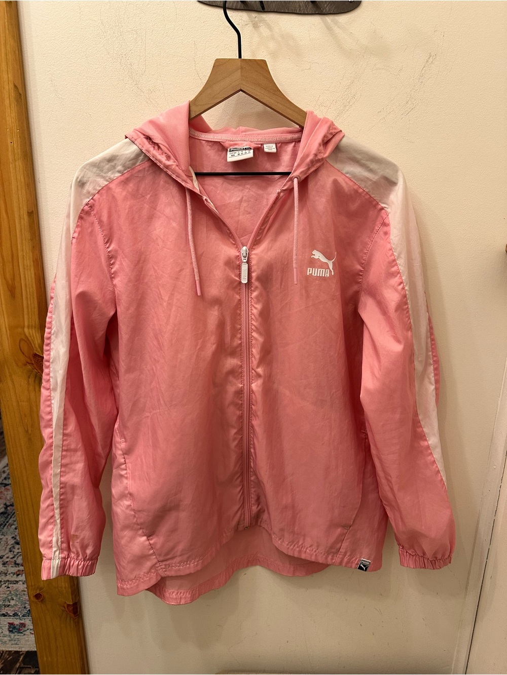 Puma Pink and White Hooded Zip Jacket